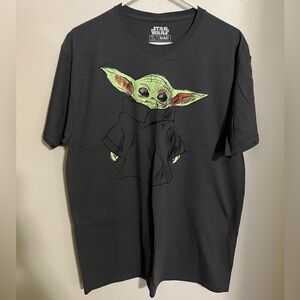DISNEY Star Wars Yoda Baby Yoda Classic Graphic‎ T Shirt Grey Green Men's Size L